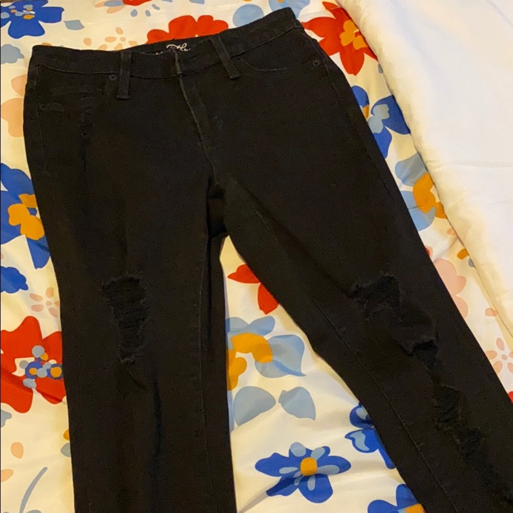 Black High-Waisted Distressed Jeans NWOT